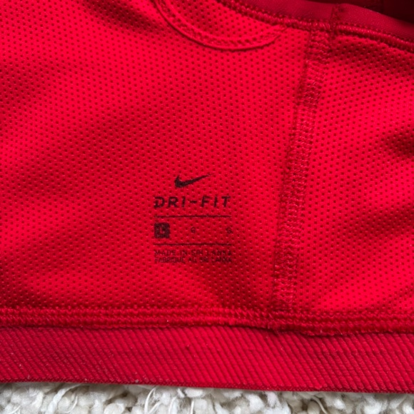 Nike Red Longline Sports Bra Asymmetric Mesh Strappy Back Size L - Picture 5 of 5
